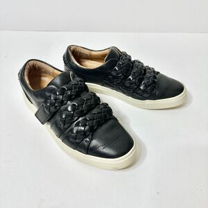 Frye Sneaker Women 7 1/2 M Black Ivy Braid Strap Leather Rubber Indie Athleisure